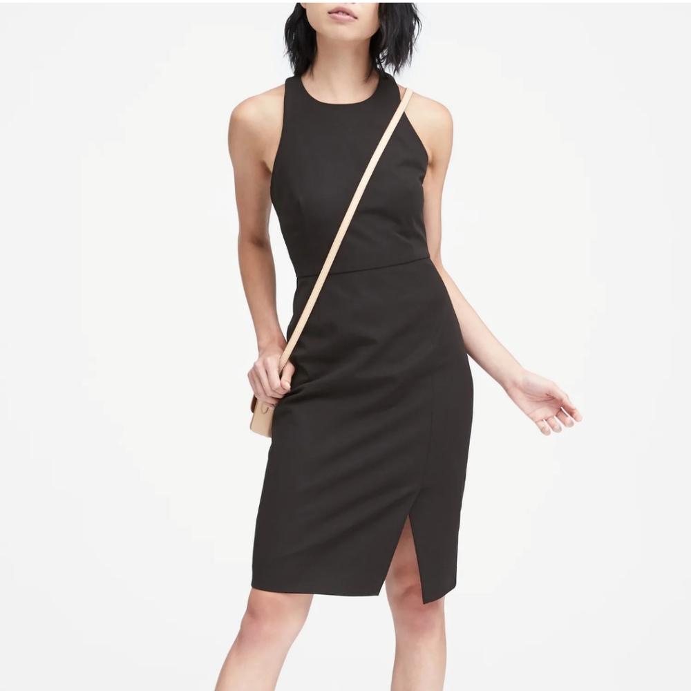 Banana Republic bi-stretch racer-neck sheath dress
